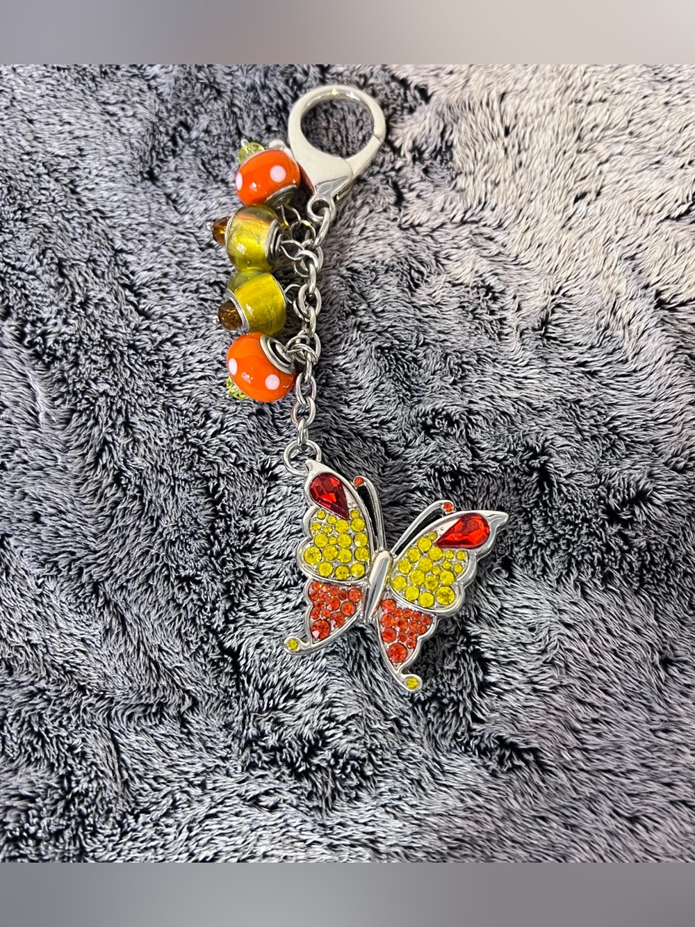 Willabee & Ward June Rhinestone Butterfly Keychain Bag Charm Danbury Mint